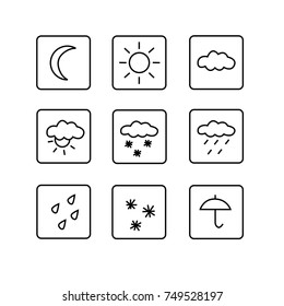 Set of weather icons outlined