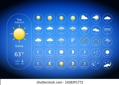 set Weather Icons For Print, Web or Mobile App vector eps 10 art