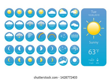 set Weather Icons For Print, Web or Mobile App vector eps 10 art