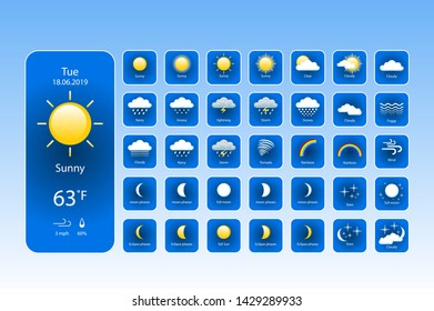 set Weather Icons For Print, Web or Mobile App vector eps 10 art