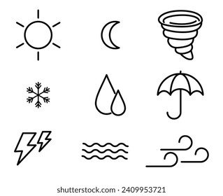 
set of weather icons rain fog cold hazy clear flake cloud thunder
