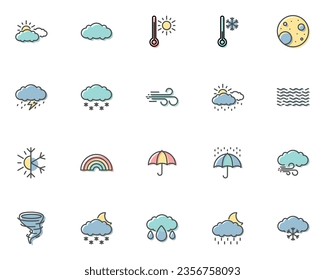 set of weather icons, rain, season, climate