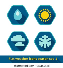 set of weather icons in the style of a flat design, can be used for websites, interfaces, applications