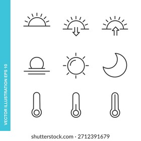 Set of Weather Icons. Thin Line Symbol Elements Collection