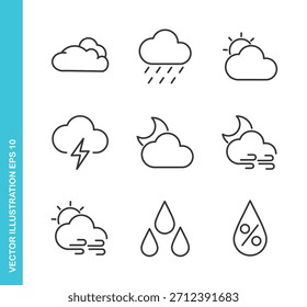 Set of Weather Icons. Thin Line Symbol Elements Collection