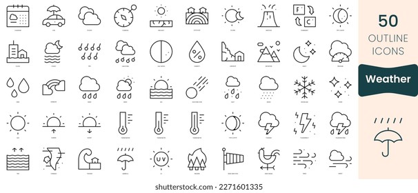 Set of weather icons. Thin linear style icons Pack. Vector Illustration