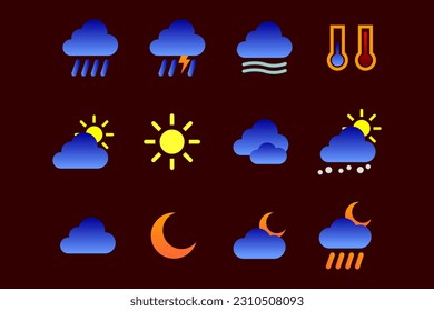 conjunto de iconos meteorológicos, iconos únicos del clima conjuntos elementos para móviles y web