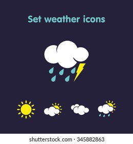 Set weather icons . Use is possible for web , weather transmission or company logo