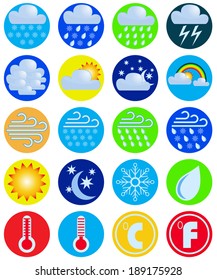 Set weather icons. Vector drawing.