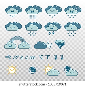 Set of weather icons. Vector illustration on transparent background