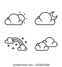 set of weather icons. Vector illustration of the weather. symbol of several weather conditions lines and rainbows when the rain subsides which is isolated white background