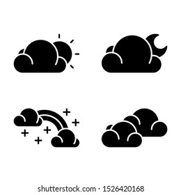 set of weather icons. Vector illustration of the weather. symbol of several weather conditions lines and rainbows when the rain subsides which is isolated white background. glyph style