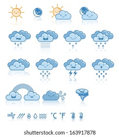 Set of weather icons. Vector illustration.