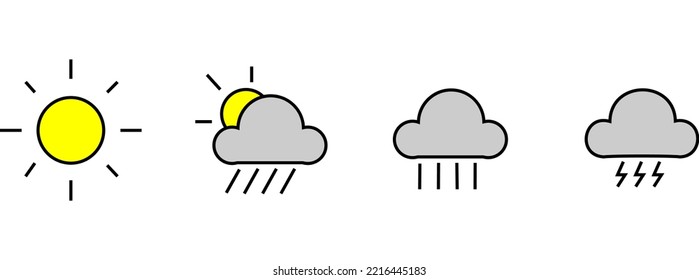 Conjunto de iconos del tiempo. Ilustración vectorial.