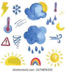 Eine Reihe von Wettersymbolen. Vektorgrafik