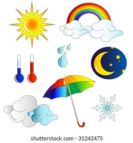 Set of weather icons, vector illustration