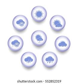 Set Weather Icons / Vector illustration, light blue, white background.