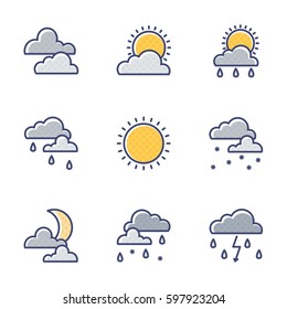 Set of weather icons. Vector illustration.
