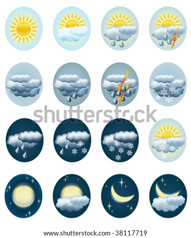 Set weather icons. Vector illustration.