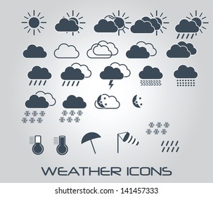 Set of weather icons for web and mobile, vector