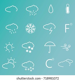 Set of weather icons. Web icons set. Mobile weather icons set. Line art. Vector illustration.