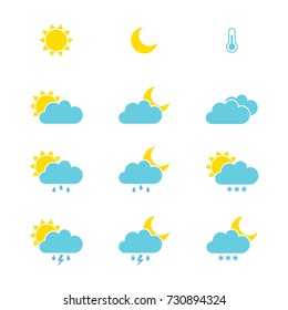 Set of weather icons for web or mobile. Vector illustration