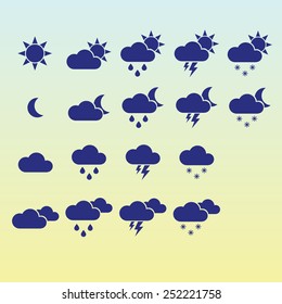 set of weather icons for web site or application on a computer or phone