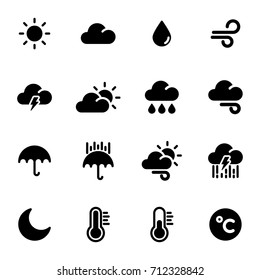 Set of weather icons and widget template
