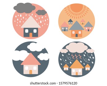 Set of weather illustration, vector