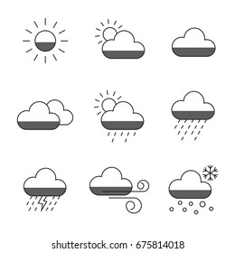 Set of weather line icon. Line icons with flat design elements on white background. Symbol for your web site design, logo, app, UI. Vector illustration, EPS
