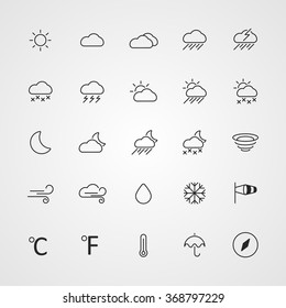 Set Of Weather Line Icons