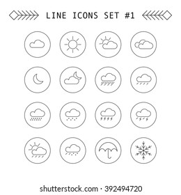 Set of weather line icons