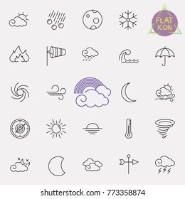 Set of weather line icons