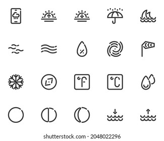 set of weather line icons, cloud,rain, forecast