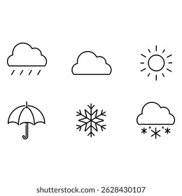 
Set of weather line icons with editable stroke. Outline collection of meteorological symbols. Vector illustration.