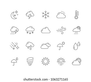 Set of Weather outline icons isolated on white background.