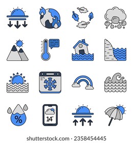 Set of Weather Overcast Flat Icons
