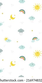A día Conjunto de patrones climáticos, fondos blancos meteorológicos