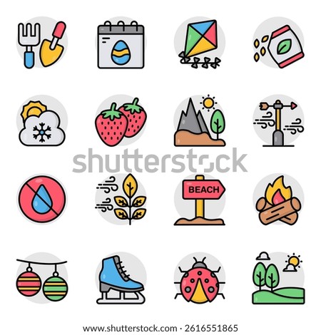 Set of Weather Prediction Flat Icons 