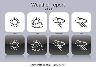 Set of weather report icons. Editable vector illustration.