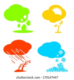 Set of weather and season icons. Objects & design elements.