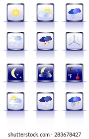 Set of weather square icons on a white background 