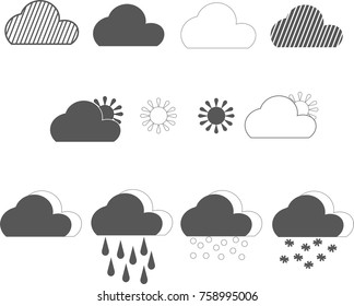 Set of weather symbols. The weather forecast icons.