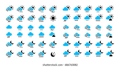 Set of weather symbols. Vector object isolated on white background