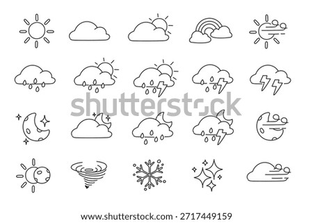 Set of weather of today doodle hand drawn vector illustrations