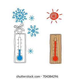 Set of weather. Vector hand-drawn sketch.