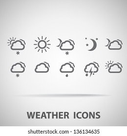 Set of weather vector icons - silhouette