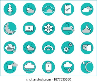 Set of Weather vector line icons. Contains symbols of the sun, clouds, snowflakes, wind, rainbow, moon and much more. Editable Stroke. 32x32 pixels.