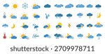 set of weather web icons in line style weather clouds