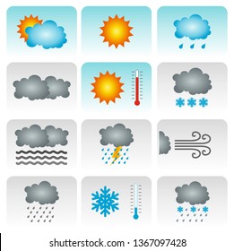 Set of Weather web icons. Vector illustration. - Vektör